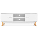 TV Stand Entertainment Center Console Cabinet Stand 2 Doors Shelves White Wood
