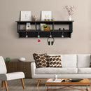 Wall Mount Coat Rack Storage Shelf Cubby Organizer Hooks Entryway Hallway Black