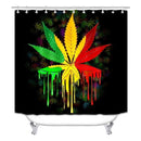 Colorful Leaves Printing Bathroom Shower Curtain Set Bath Toilet Cover Mat
