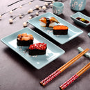 Japanese Style Blue Porcelain Sushi Plate Set with 2XSushi Plates,Dip Dishes,Stick