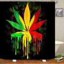Colorful Leaves Printing Bathroom Shower Curtain Set Bath Toilet Cover Mat