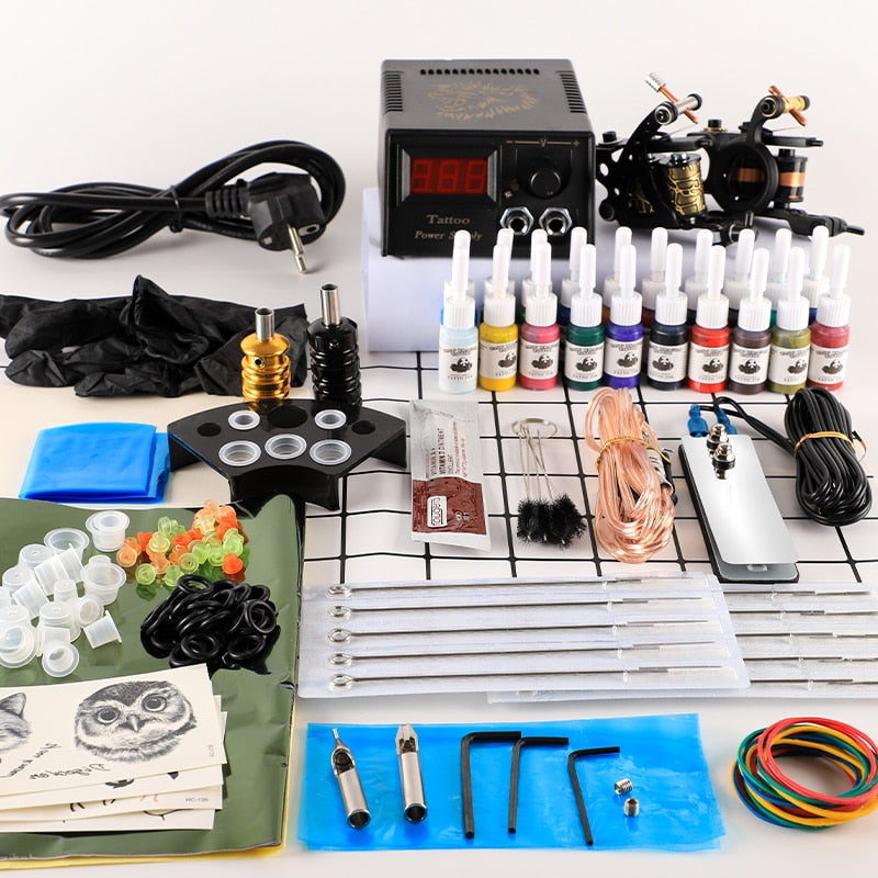 Tattoo Machines Tattoo Kit Gun With Ink Power Supply Tattoo Grips Body Art Tools