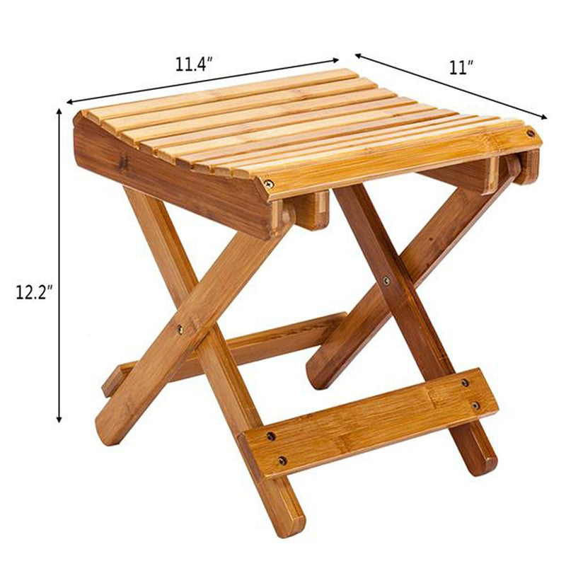 Children Portable Folding Chair Collapsible Bamboo Stool for Shower Foot Rest Spa