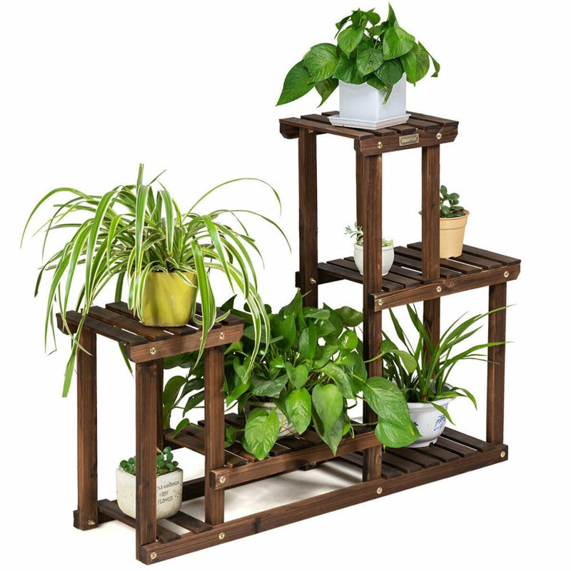 Solid Wood Plant Stand Multi Layer Plant Pot Holder Display Rack 7-9 Flowerpots