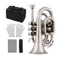 Muslady Mini Pocket Trumpet Bb Flat Brass Wind Instrument with Mouthpiece Gloves Carrying Case trompete trompeta profesional