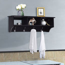 Wall Mount Coat Rack Storage Shelf Cubby Organizer Hooks Entryway Hallway Black