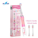 Seago Children Electric Toothbrush Sonic Vibration LED Light 3 Replaceable Brush