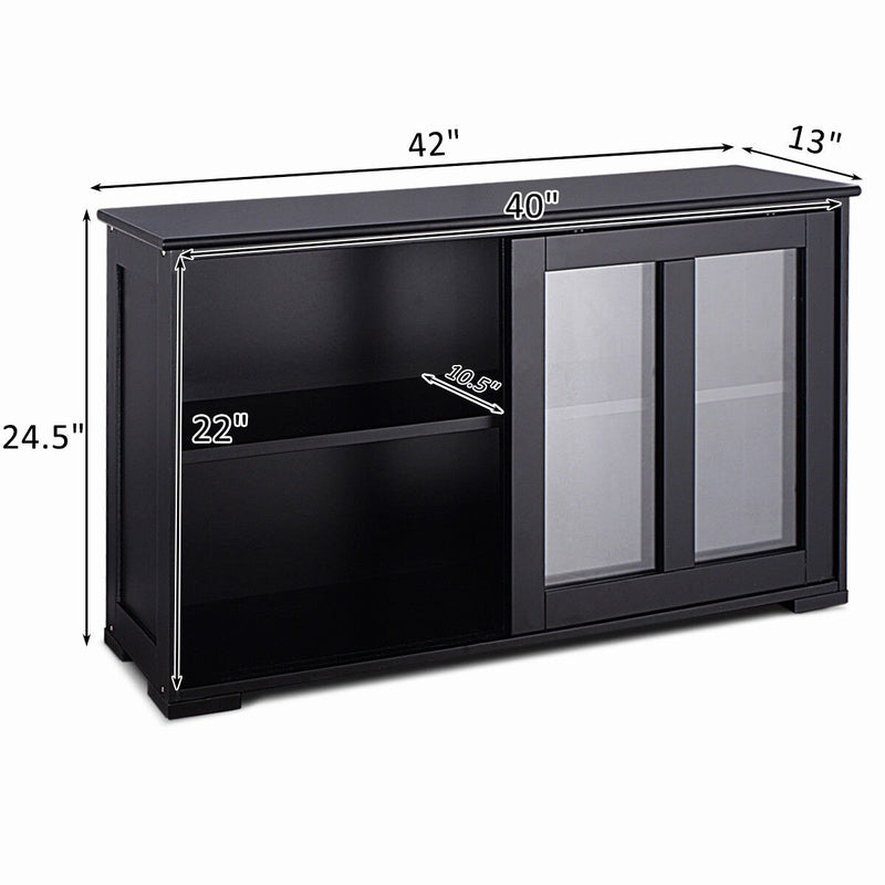 Storage Cabinet Sideboard Buffet Cupboard Glass Sliding Door Pantry Kitchen