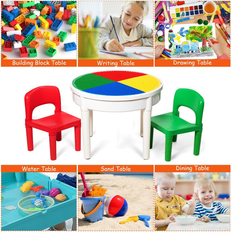 3 In 1 Kids Activity Table Set Water Craft Building Brick Table