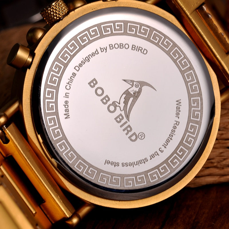 BOBO BIRD Men Watches Stopwatch Wooden Wristwatches