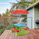 Seat Kids Picnic Table w/Umbrella Garden Yard Folding Children Bench Outdoor