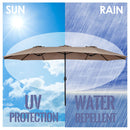 15' Market Outdoor Umbrella Double-Sided Twin Patio Umbrella with Crank Tan