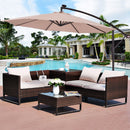 10' Hanging Solar LED Umbrella Patio Sun Shade Offset Market W/Base