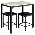 3 PCS Counter Height Dining Set Faux Marble Table 2 Chairs Kitchen Bar Furniture