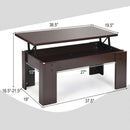 Lift Top Coffee Table Pop-UP Cocktail Table w/Hidden Compartment & Shelf