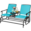 2 Person Outdoor Patio Double Glider Chair Loveseat Rocking with Center Table