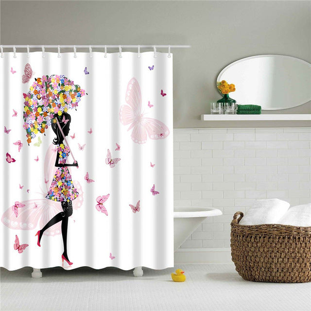 High Quality Polyester Fabric Shower Curtains  Marilyn Monroe Movie Poster with Hooks