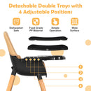 5-in-1 Baby Eat and Grow Convertible Wooden High Chair with Detachable Tray