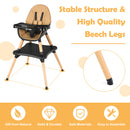5-in-1 Baby Eat and Grow Convertible Wooden High Chair with Detachable Tray