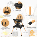 5-in-1 Baby Eat and Grow Convertible Wooden High Chair with Detachable Tray