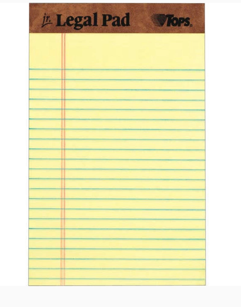 TOPS The Legal Pad Jr., 5 in. x 8 in., Canary, 12-Count