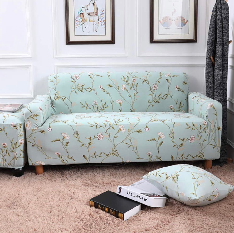 Print Sofa Cover Stylish Fabric Couch Cover with 2 Pillowcases for 2 Cushion Couch