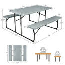 Indoor & Outdoor Folding Picnic Table Bench Set w/ Wood-like Texture Grey