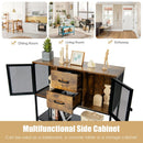 Industrial Buffet Sideboard Kitchen Cupboard w/ Metal Mesh Doors & 2 Drawers