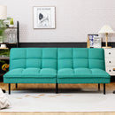 Modern Convertible Futon Sofa Bed Linen Fabric Folding Couch Recliner Aquamarine