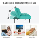 Modern Convertible Futon Sofa Bed Linen Fabric Folding Couch Recliner Aquamarine