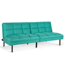 Modern Convertible Futon Sofa Bed Linen Fabric Folding Couch Recliner Aquamarine
