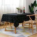 Modern Square Plaid Black And White Table Cloth Cotton Linen