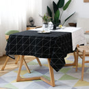 Modern Square Plaid Black And White Waterproof Table Clothes