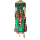 Vintage Women's Dashiki Dress Petal Sleeve Slash neck African Print