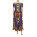 Vintage Women's Dashiki Dress Petal Sleeve Slash neck African Print