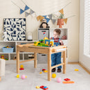 Kids Multi Activity Play Table Wooden Building Block Desk with Storage Paper Roll