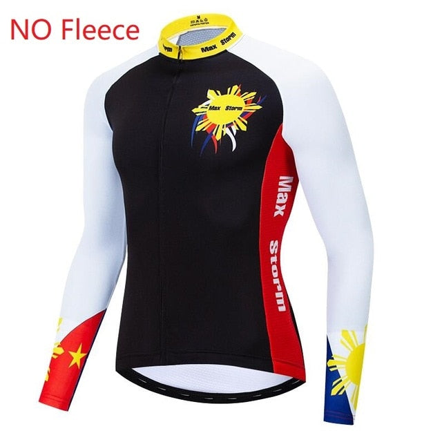 Philippines cycling jersey long sleeve Winter Thermal Fleece&no Fleece zipper 4 pocket