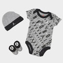 BOYS' INFANT JORDAN HBR ALLOVER PRINT BODYSUIT, HAT AND BOOTIES SET (3-PIECE)