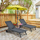 6-Position Adjustable Fabric Outdoor Patio Recliner Chair - Gray