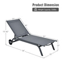 6-Position Adjustable Fabric Outdoor Patio Recliner Chair - Gray
