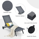 6-Position Adjustable Fabric Outdoor Patio Recliner Chair - Gray