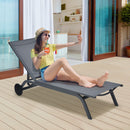 6-Position Adjustable Fabric Outdoor Patio Recliner Chair - Gray
