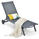 6-Position Adjustable Fabric Outdoor Patio Recliner Chair - Gray