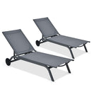 6-Position Adjustable Fabric Outdoor Patio Recliner Chair - Gray