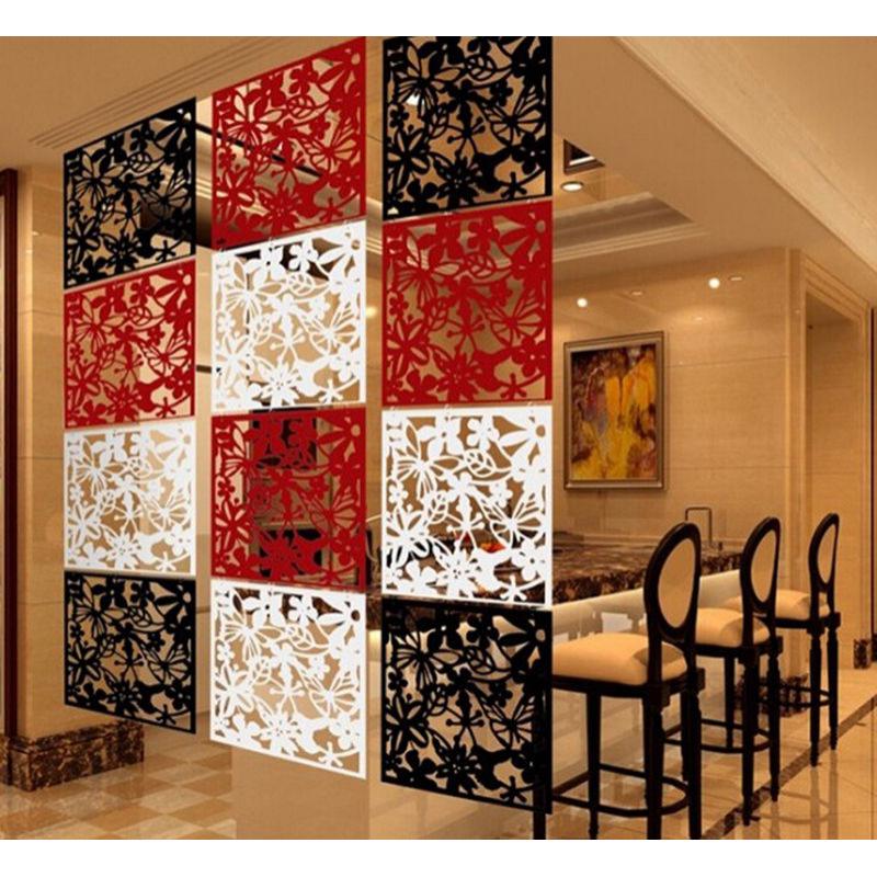 Pack of 4pcs Flower Hanging Screen Curtain Room Divider Partition Wall Black