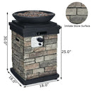 Patio Propane Burning Fire Bowl Column W/ Lava Rocks & Cover 40,000 BTU