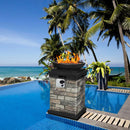 Patio Propane Burning Fire Bowl Column W/ Lava Rocks & Cover 40,000 BTU
