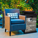 Patio Propane Burning Fire Bowl Column W/ Lava Rocks & Cover 40,000 BTU