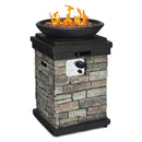 Patio Propane Burning Fire Bowl Column W/ Lava Rocks & Cover 40,000 BTU