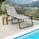 Folding Lounge Chaise Chair 4 Position Patio Recliner w/Pillow Sunbathe Chair